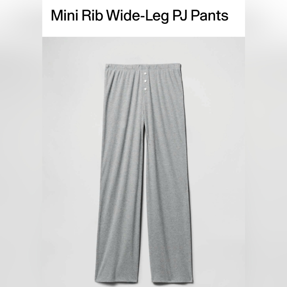 GapBody Gray Mini Rib Wide-Leg PJ Pants ~ XS Petite